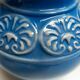 Ceramic vase ball blue art deco vintage carved numbered