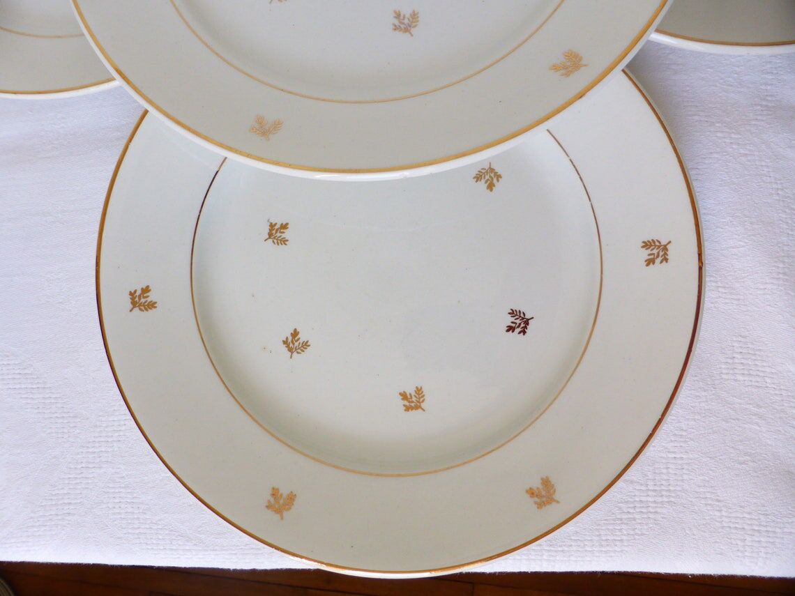 Set of 4 vintage flat plates in Badonviller porcelain