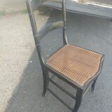 Series of 6 chairs Napoleon III era in blackened wood and canning