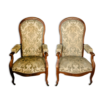 Pair of Voltaire rack and pinion armchairs