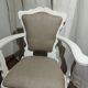 Fauteuil romantique rénové – Chêne massif, blanc satiné & lin naturel