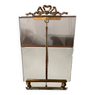 Napoleon III Photo Holder Louis XVI Style - Brass and Green Glass St-Gobain 19th C