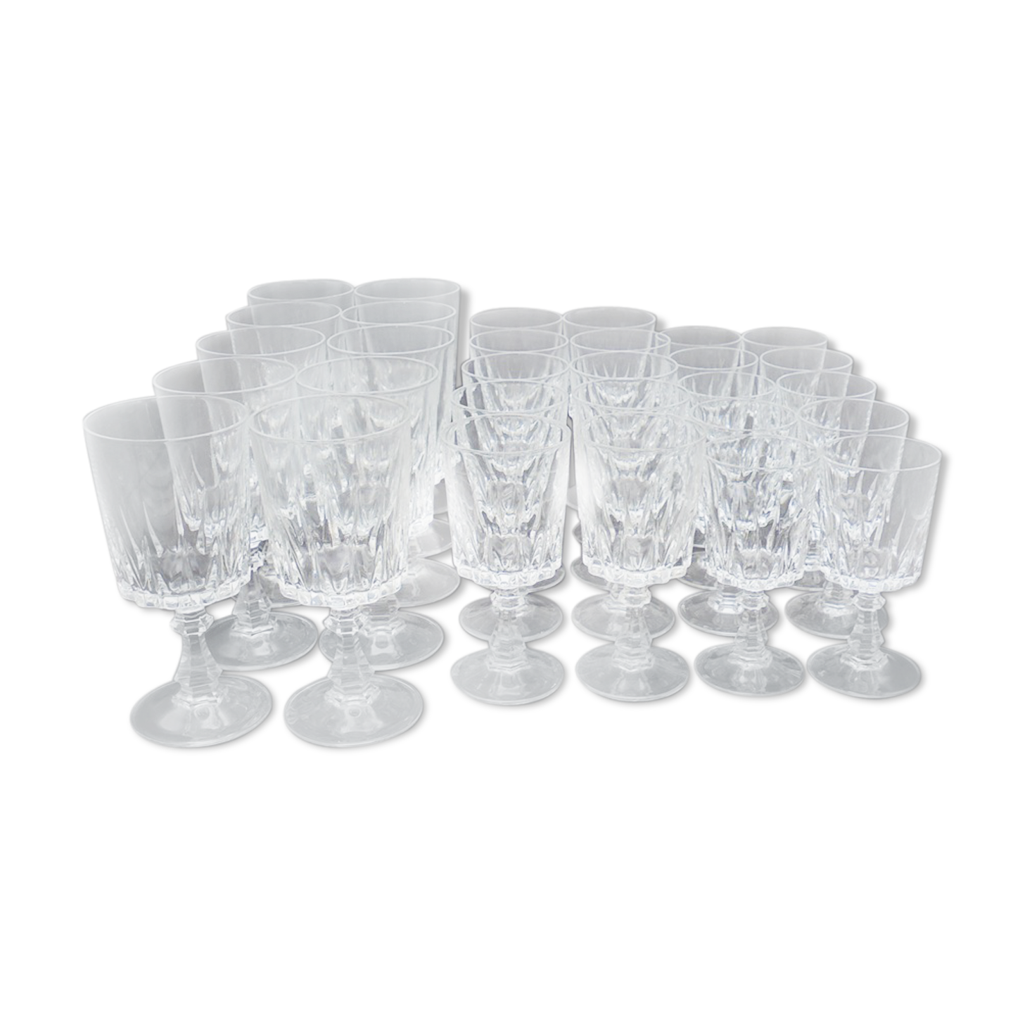 Set of 30 crystal-footed glasses