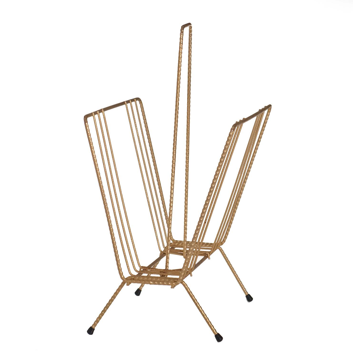 Porte revue en fer doré torsadé des années 60