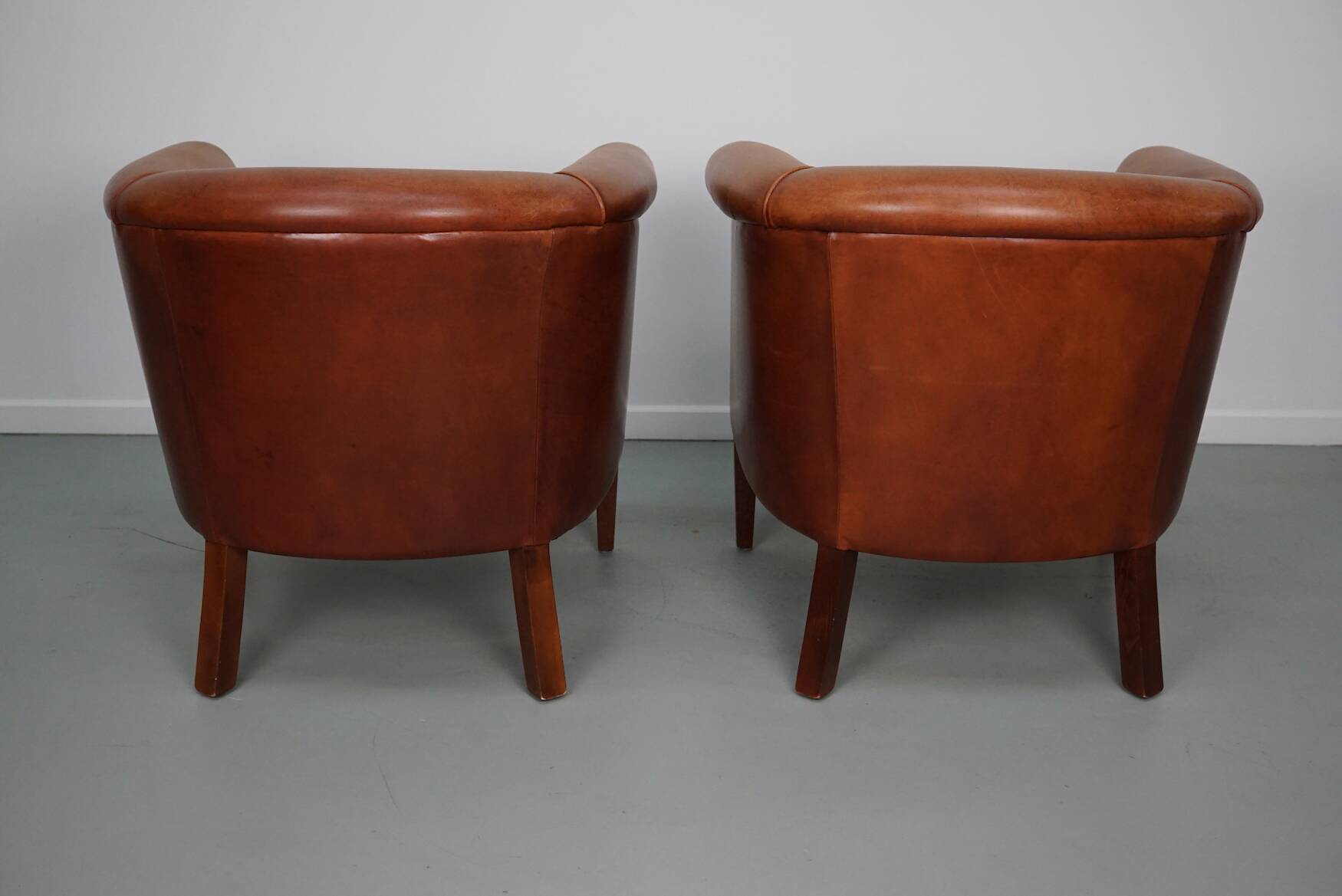 Vintage Dutch Leather Club Chairs, Set of 2
