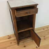 Meuble d'appoint rustique bois massif et marbre blanc