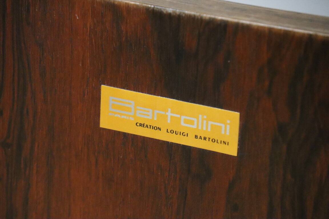 Vintage sideboard by Luigi Bartolini in rosewood and chrome metal, 1960
