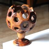 Sculptural wooden lamp, 70s