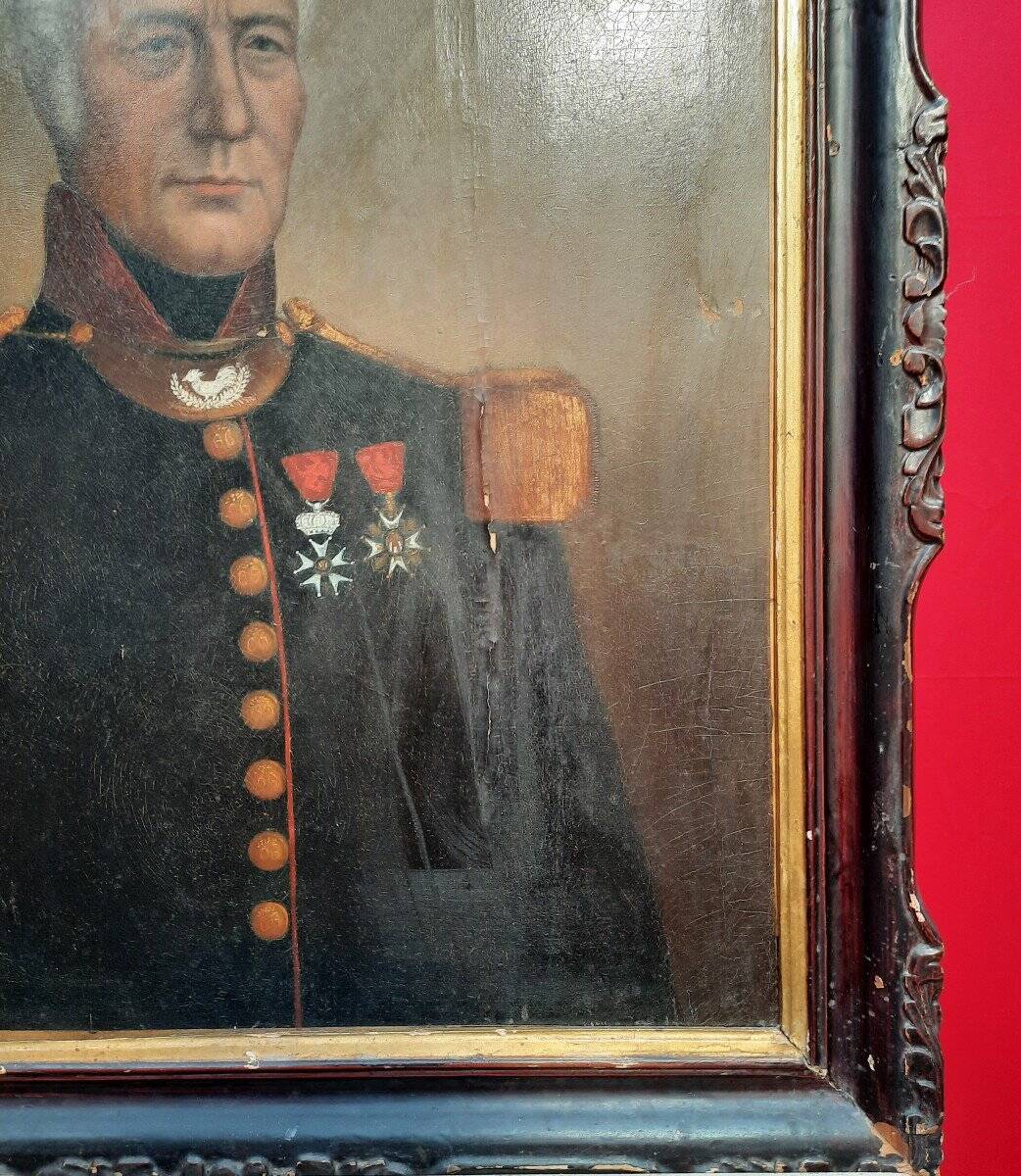 Peinture à l'huile d'un soldat antique du XIXe siècle en uniforme militaire