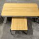 Set of 4 nesting coffee tables from the 70s, metal and solid oak.