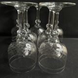 7 wine glasses – Blown, cut and guilloché glass