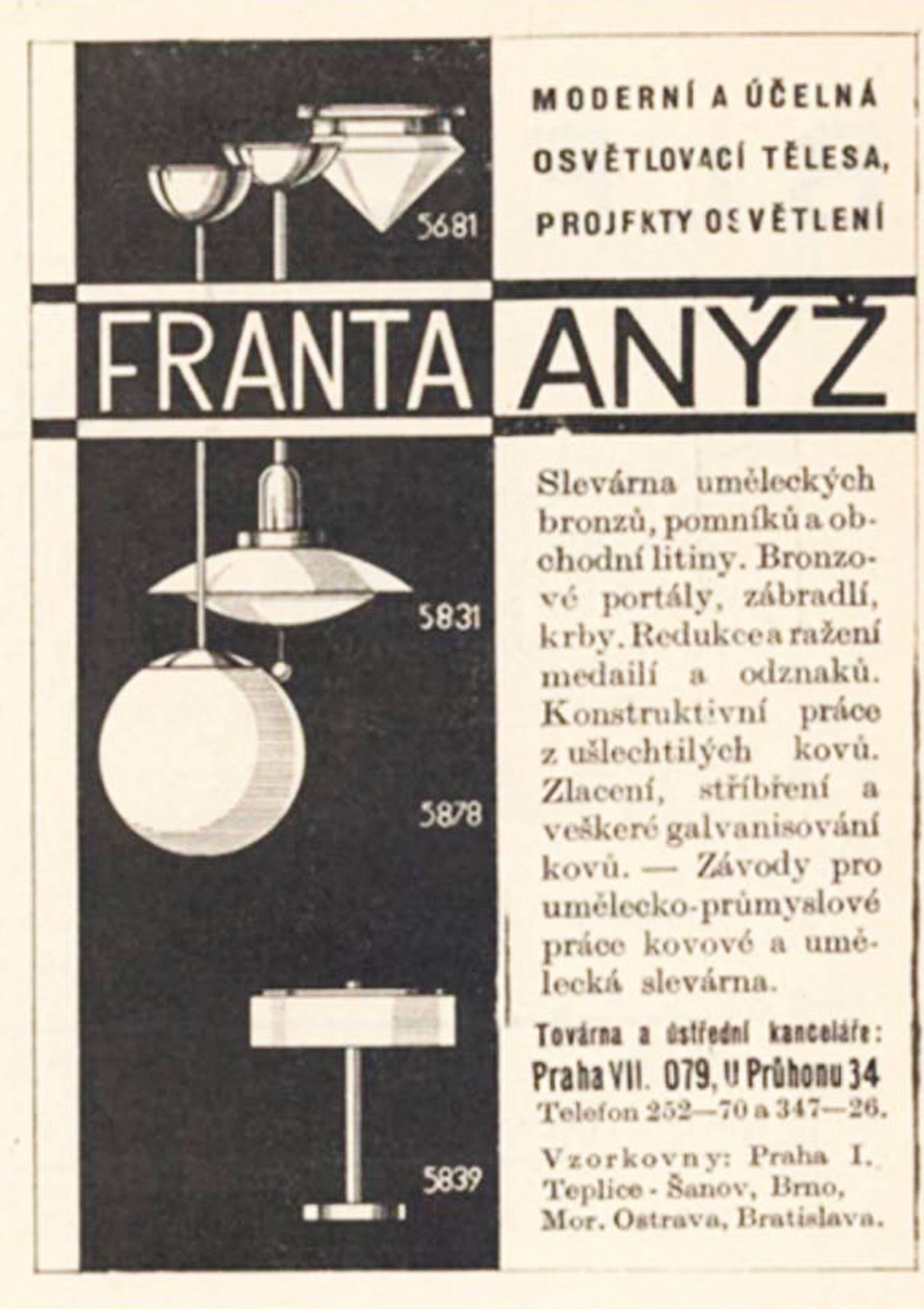 1930's Modernist Ceiling Lamp by Franta Anyz