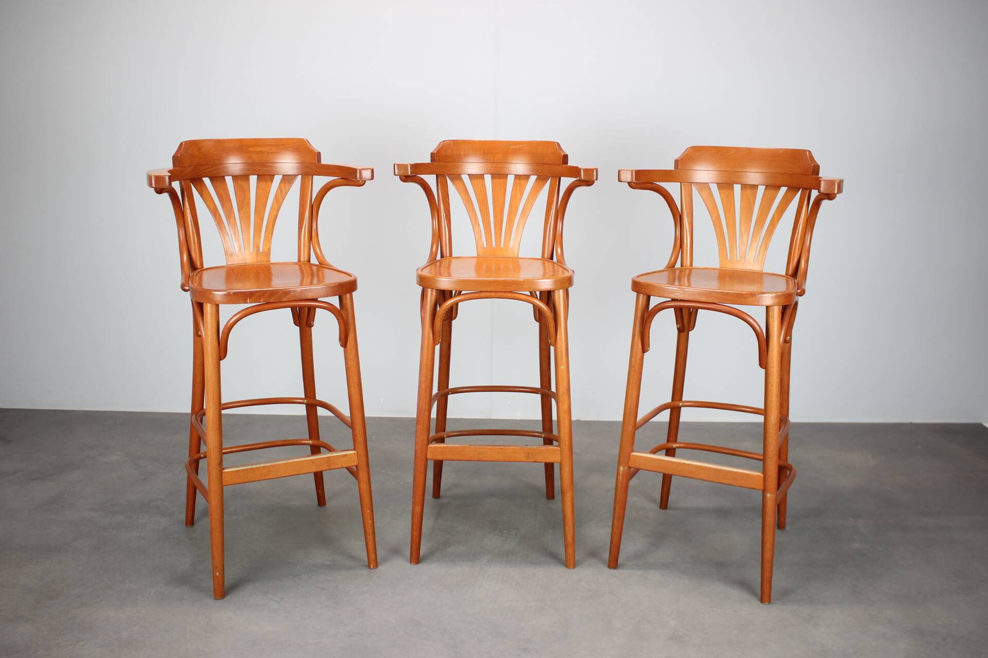 Set of 3 TON bentwood bar stools, Czech Republic, circa 1990.