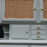 Renovated vintage Mado sideboard – Celadon green & natural cane