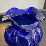 Vintage vase in blue glass paste