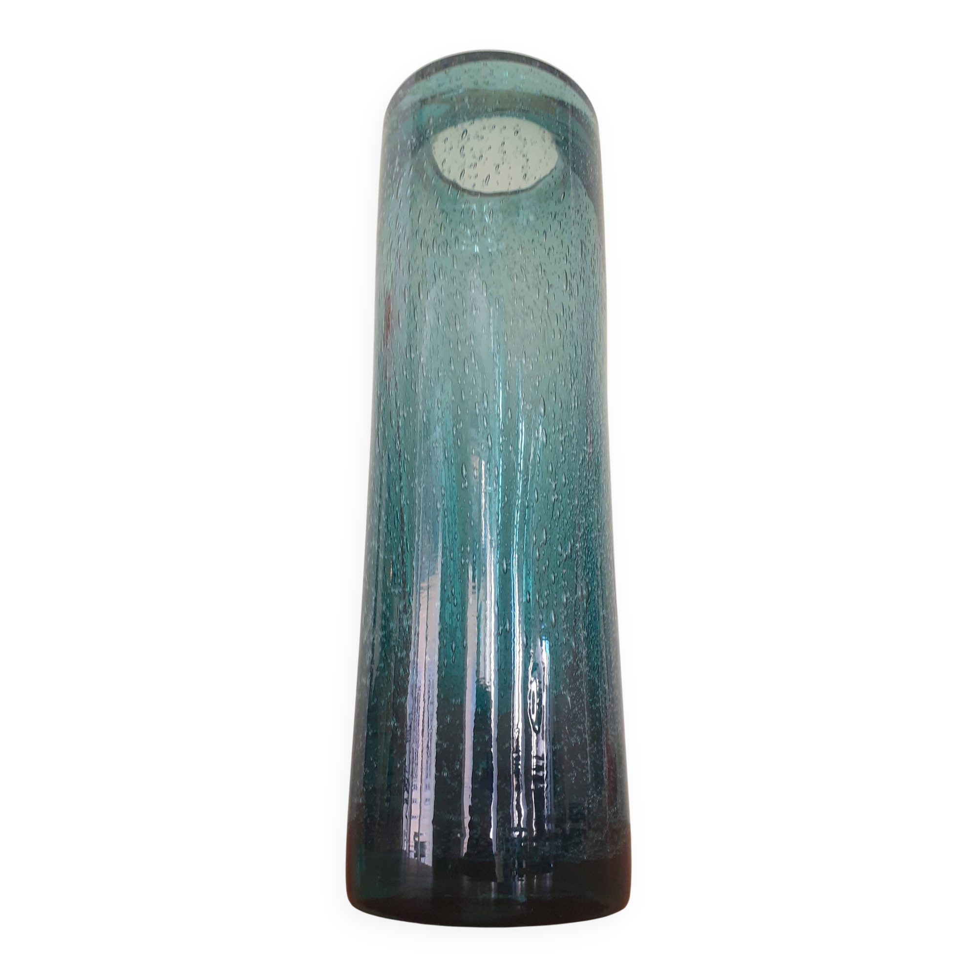 Vase rouleau vintage en verre soufflé de Bendor