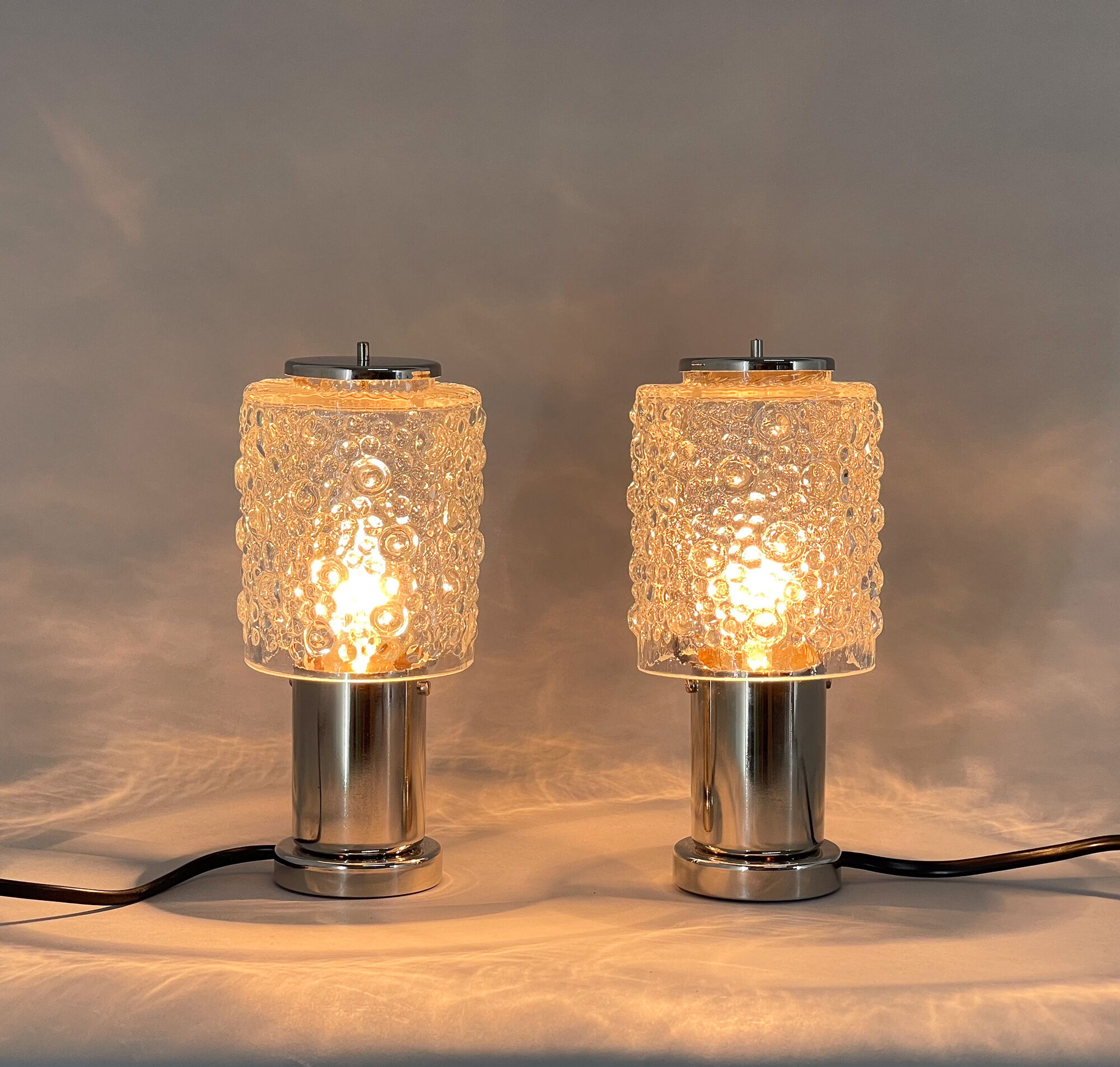 Pair of Mid-Century Chrome Table  Lamps, Kamenicky Senov, 1960's