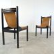 Vintage italian sling leather dining chairs, 1960s