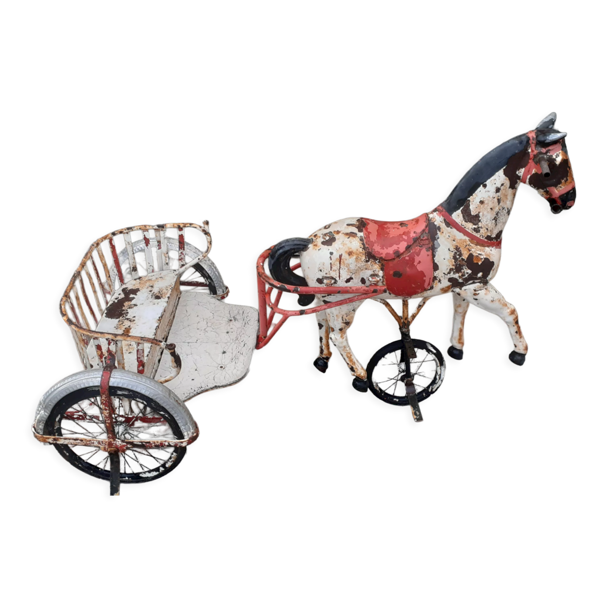 Sulky metal carousel two-seater 50s