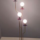 Brass, varnished metal and plexiglas floor lamp "alberelli" by c. la gaipa, 2020