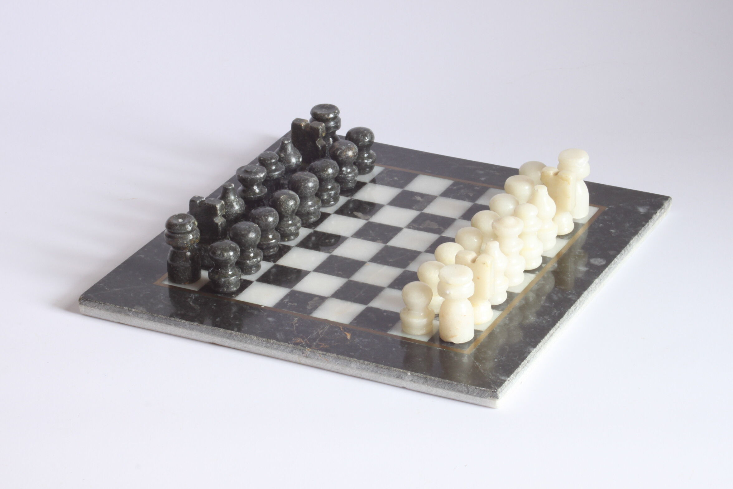 Marble and alabaster chess set, 1970s.