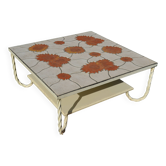 Ceramic coffee table Vallauris "Sunflower" signed Barrois