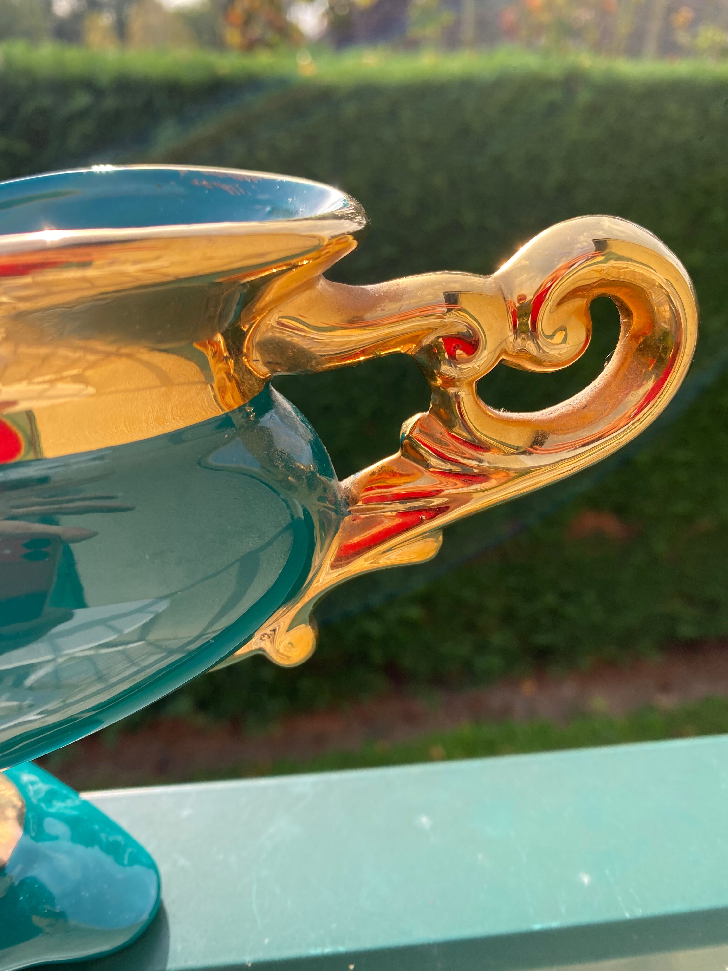 Vintage porcelain rose planter vase