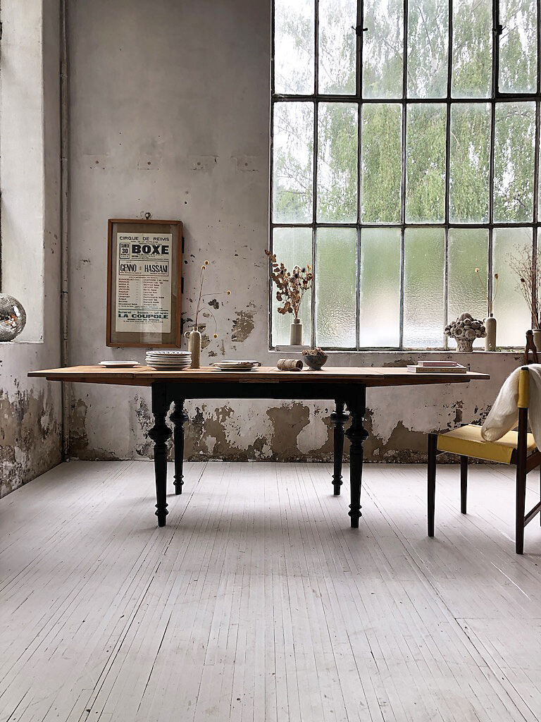 Ancient oak farm table with extensions 218 cm