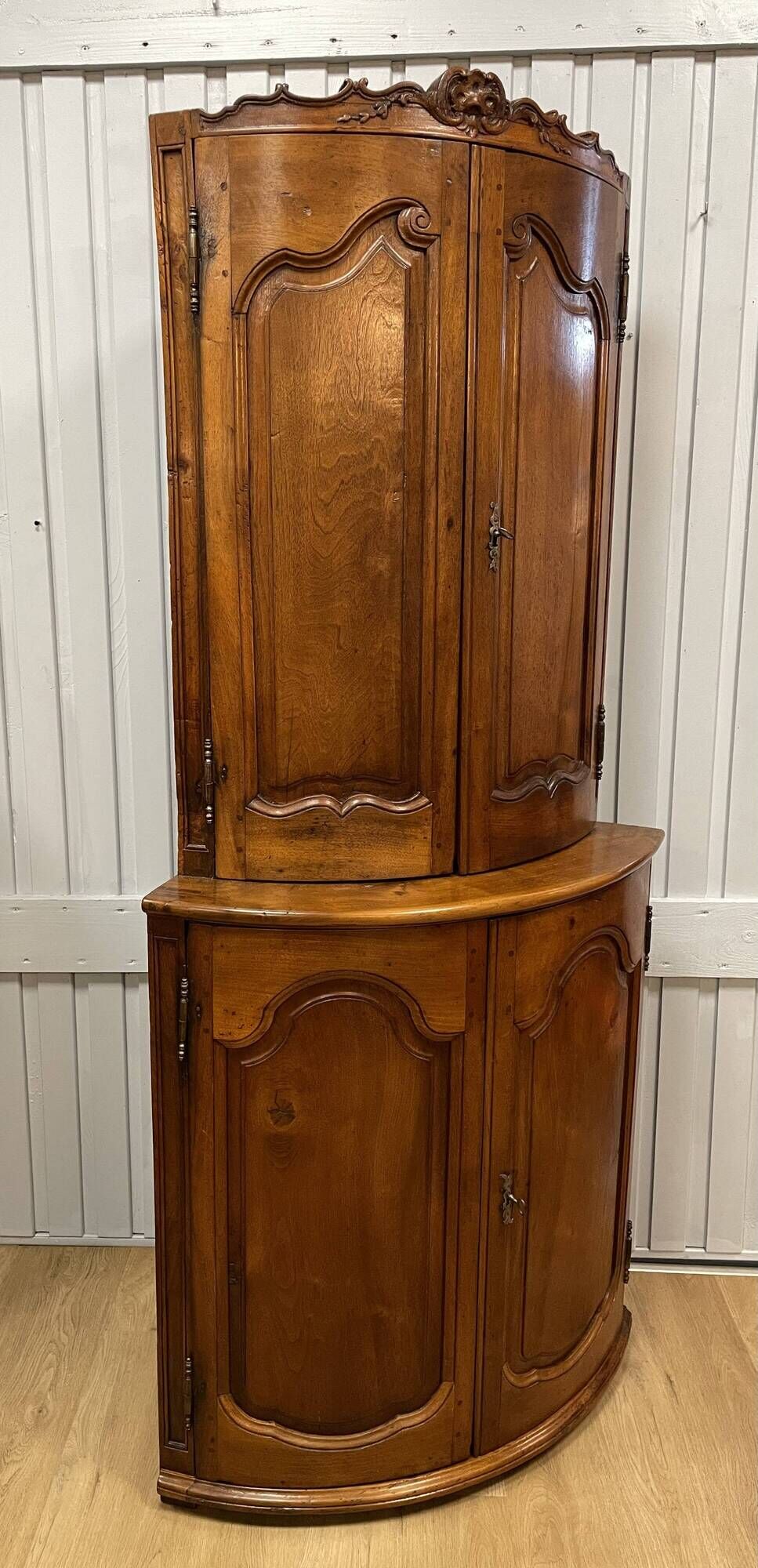 Double Body Corner Cabinet in Walnut from the end of the 19th century