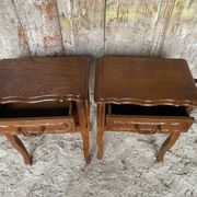 Paire chevet table nuit style louis xv bois tiroir + case vintage