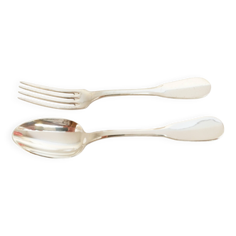 Set de couverts Ercuis en argent , 1 fourchette et 1 cuillère