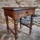 Antique French side table in walnut – 19th century, Louis Philippe style, solid walnut table with drawer (1870–1900)