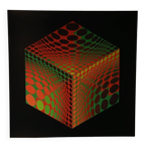 Plate by Victor Vasarely – "Universal Structure of the Hexagon" – Op A