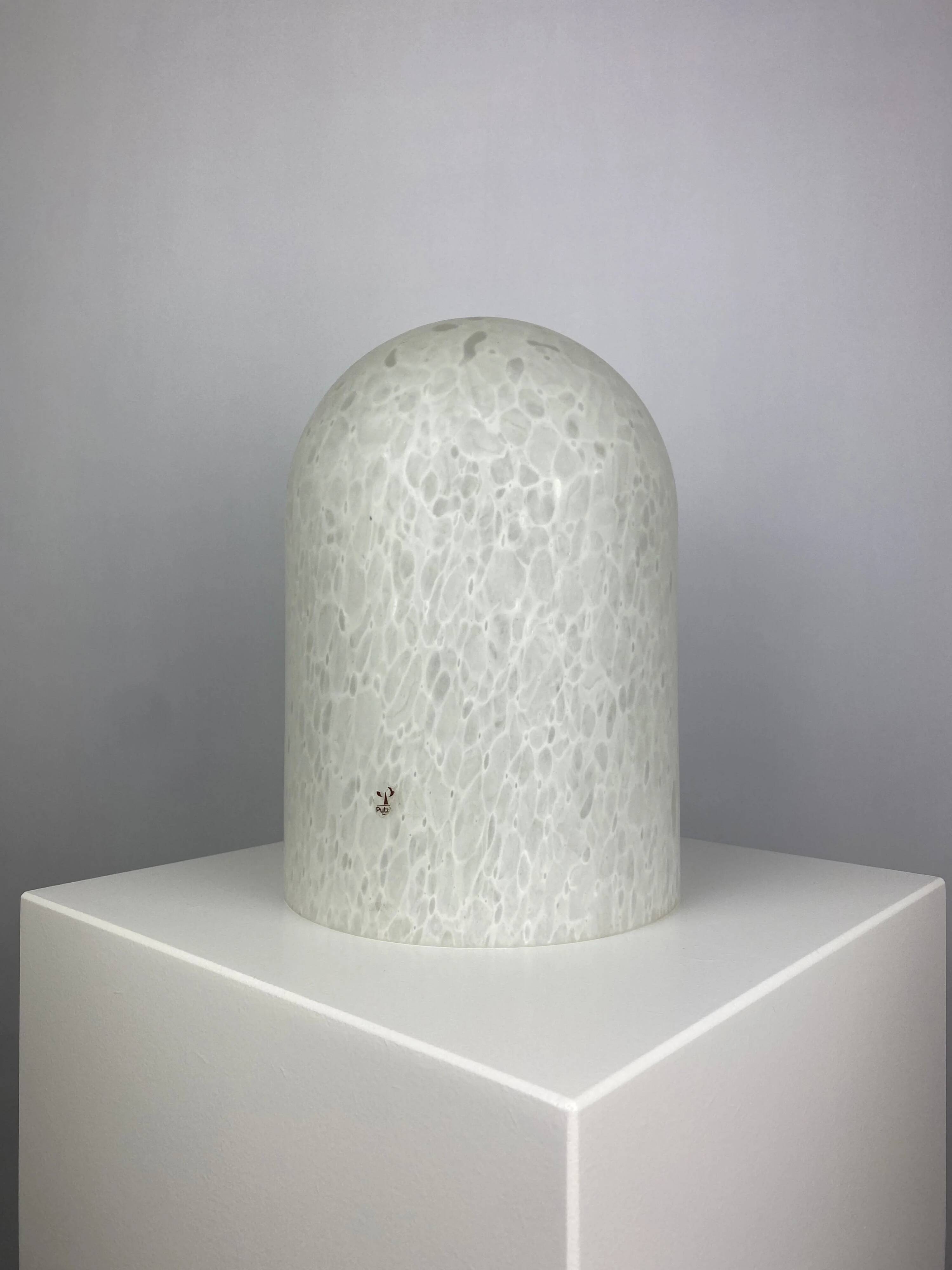 Dome table lamp in white crystal glass Peill and Putzler 1970