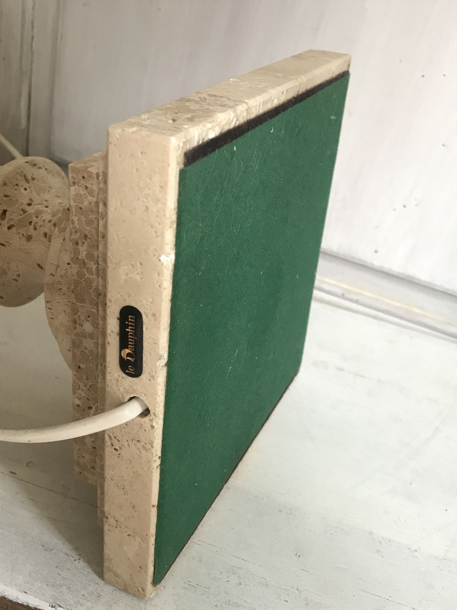 Pied de lampe en pierre le dauphin vintage 55cm