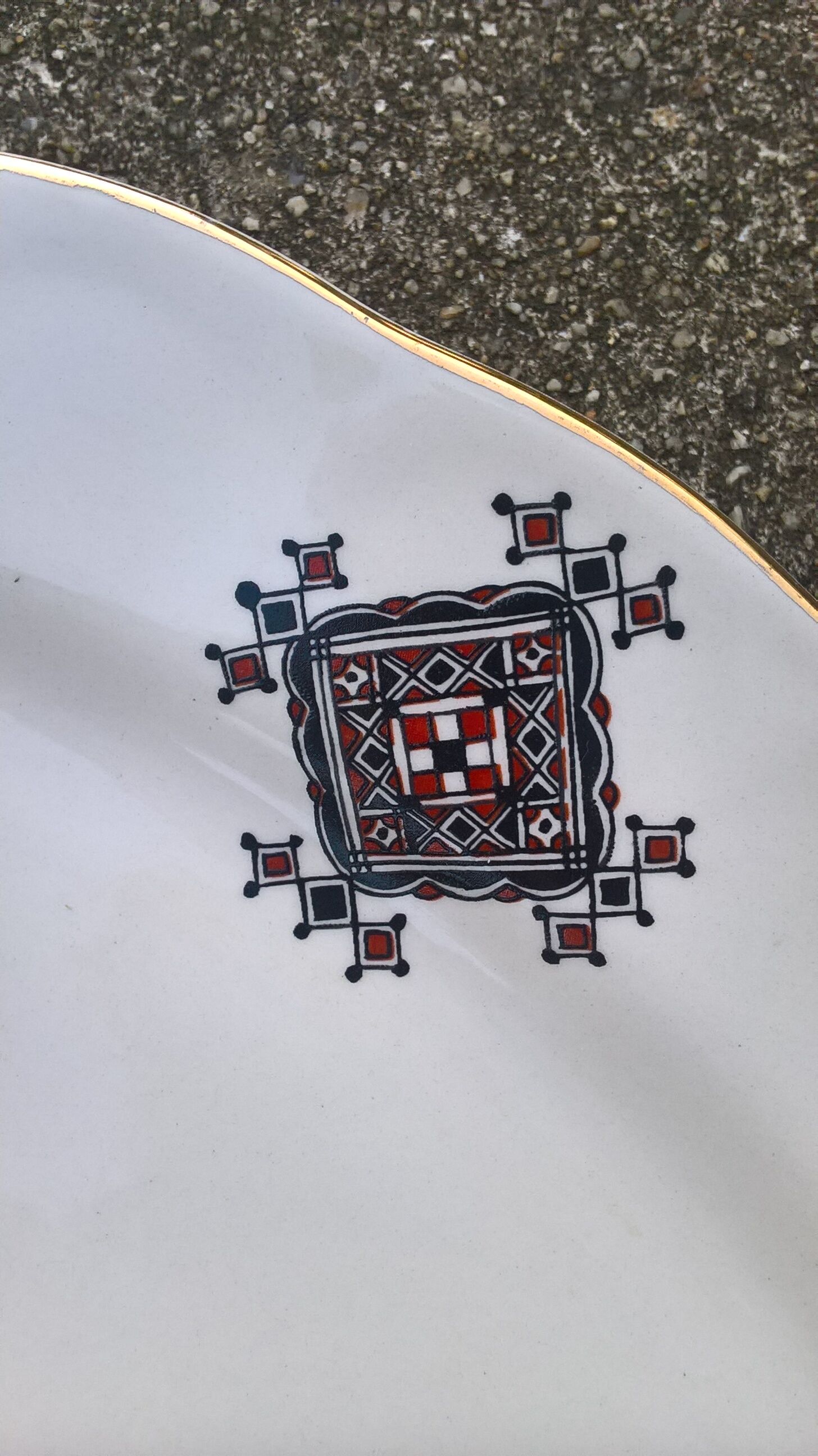 Oval dishes in Mila earthenware (Algeria) Berber motifs, vintage 60s-70s