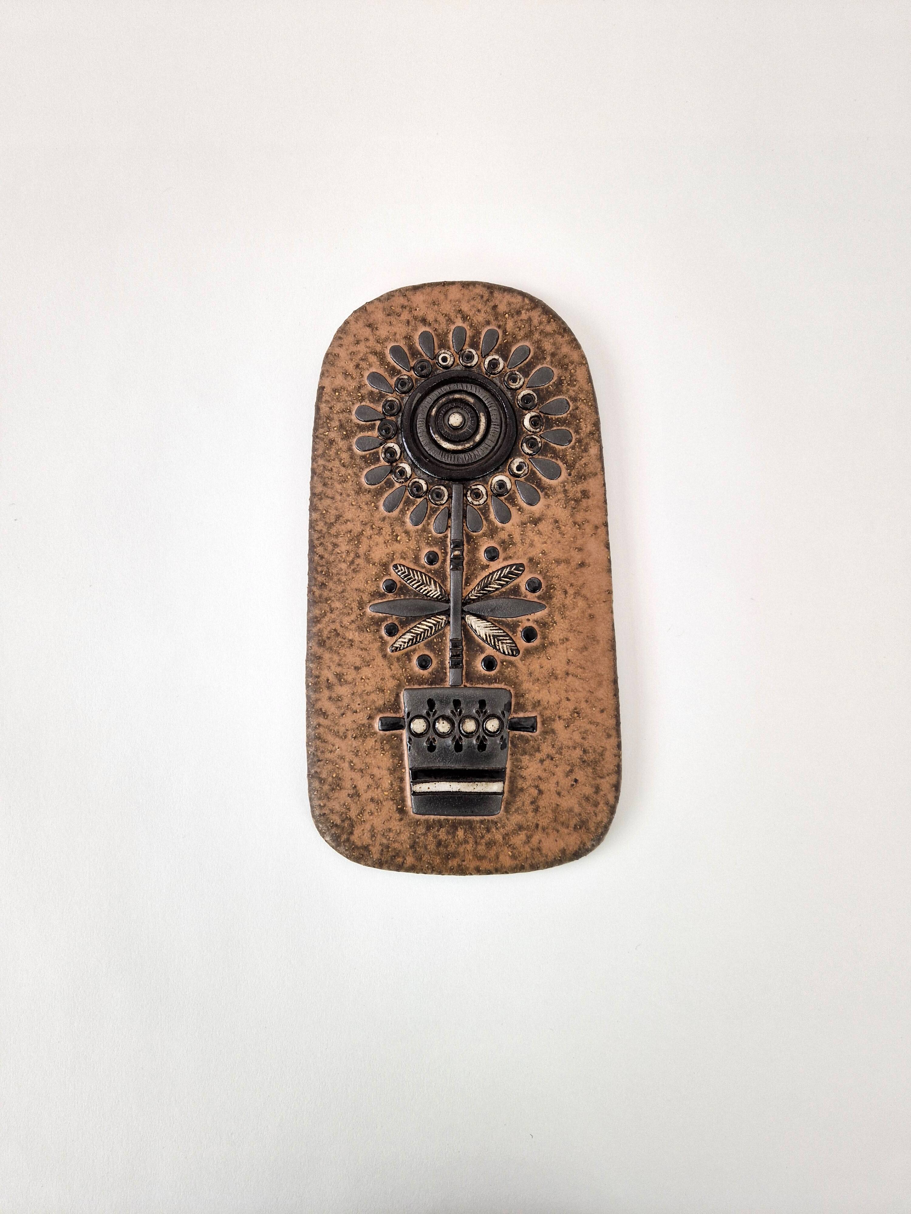 Vintage ceramic wall plaque 1960 MH Bataille