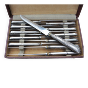 12 anciens couteaux de table Orbrille en inox