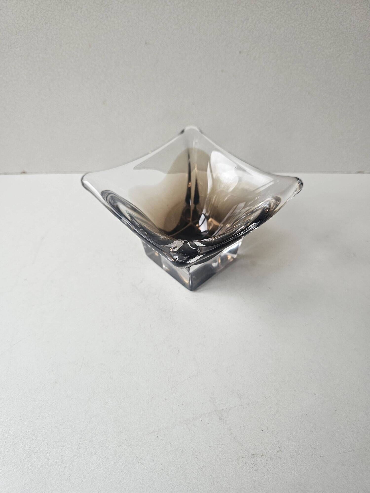Murano Sommerso transparent brown glass catchall