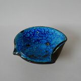 Fat Lava blue round ceramic ashtray 70s