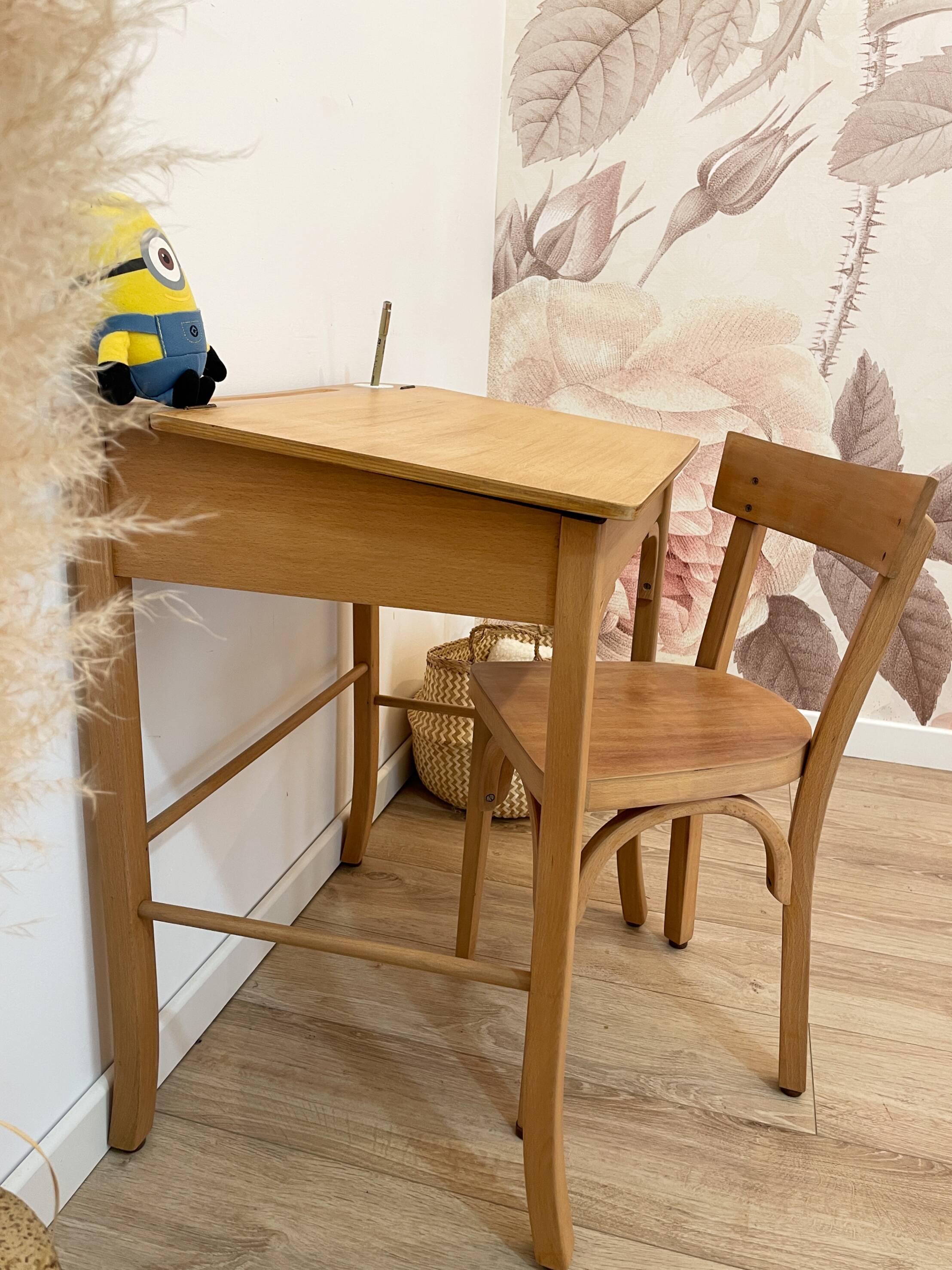 Pupitre/Bureau enfant et sa chaise - Baumann - Années 50/60