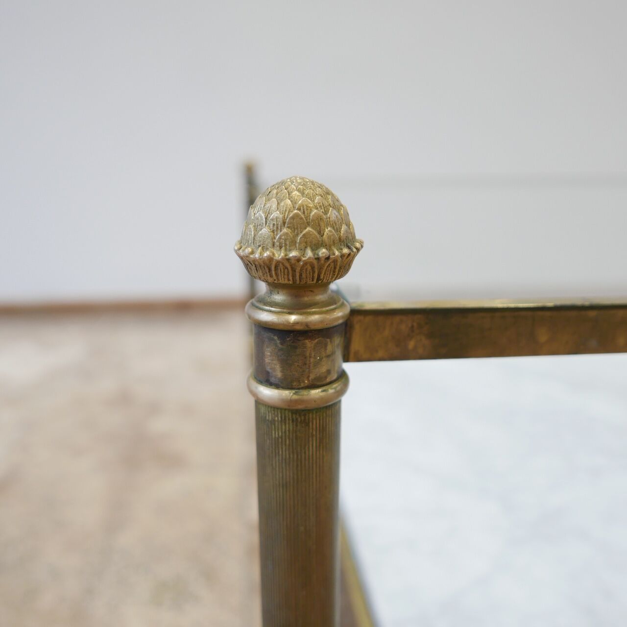 1970s french brass and white marble coffee table