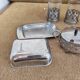 Vintage glass and silver metal breakfast set