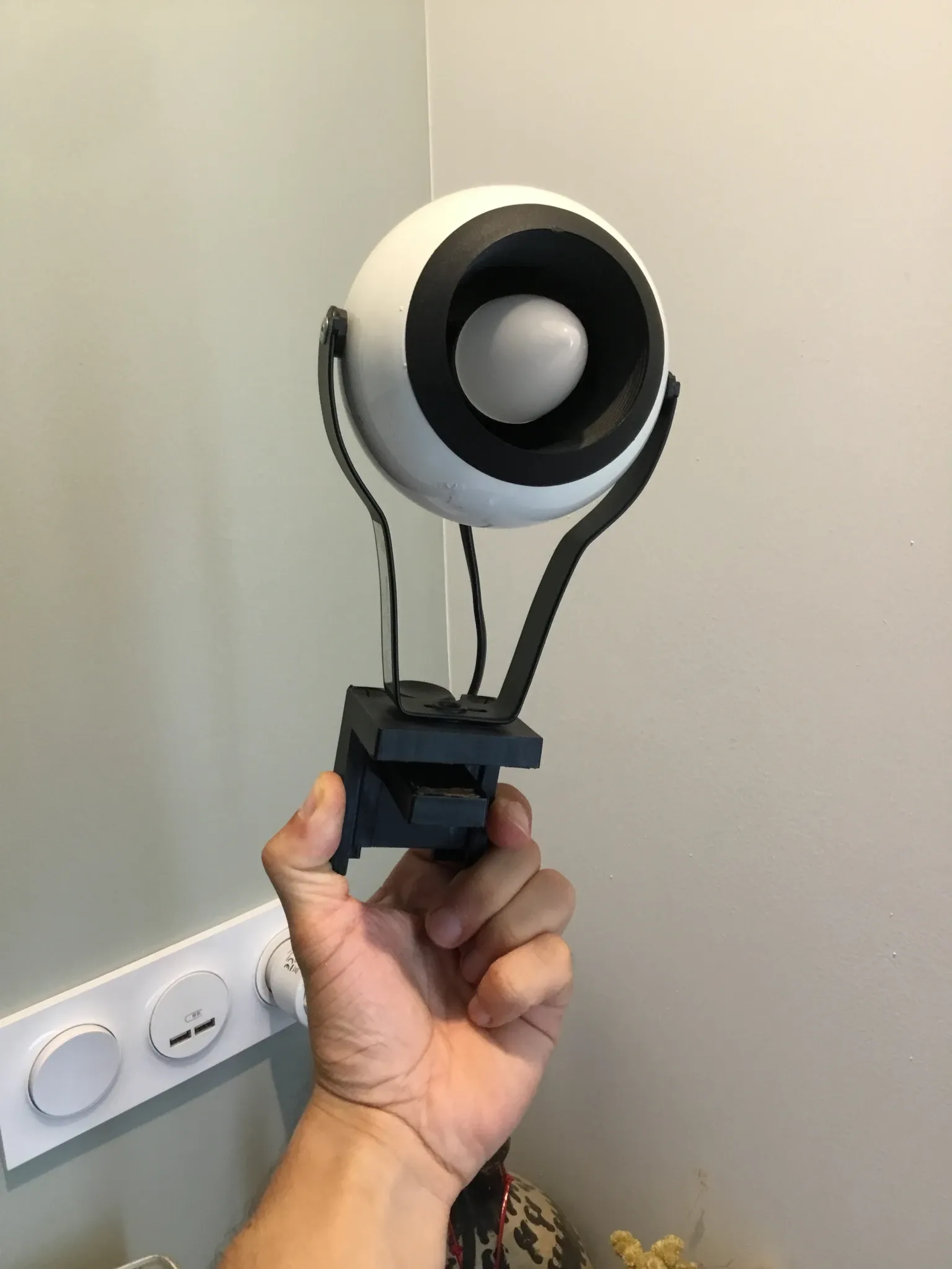 70s black and white eye ball globe lamp