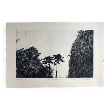 Nicole BOUHARMONT, Parc de Sceaux I, 2003-16. Drypoint signed in pencil