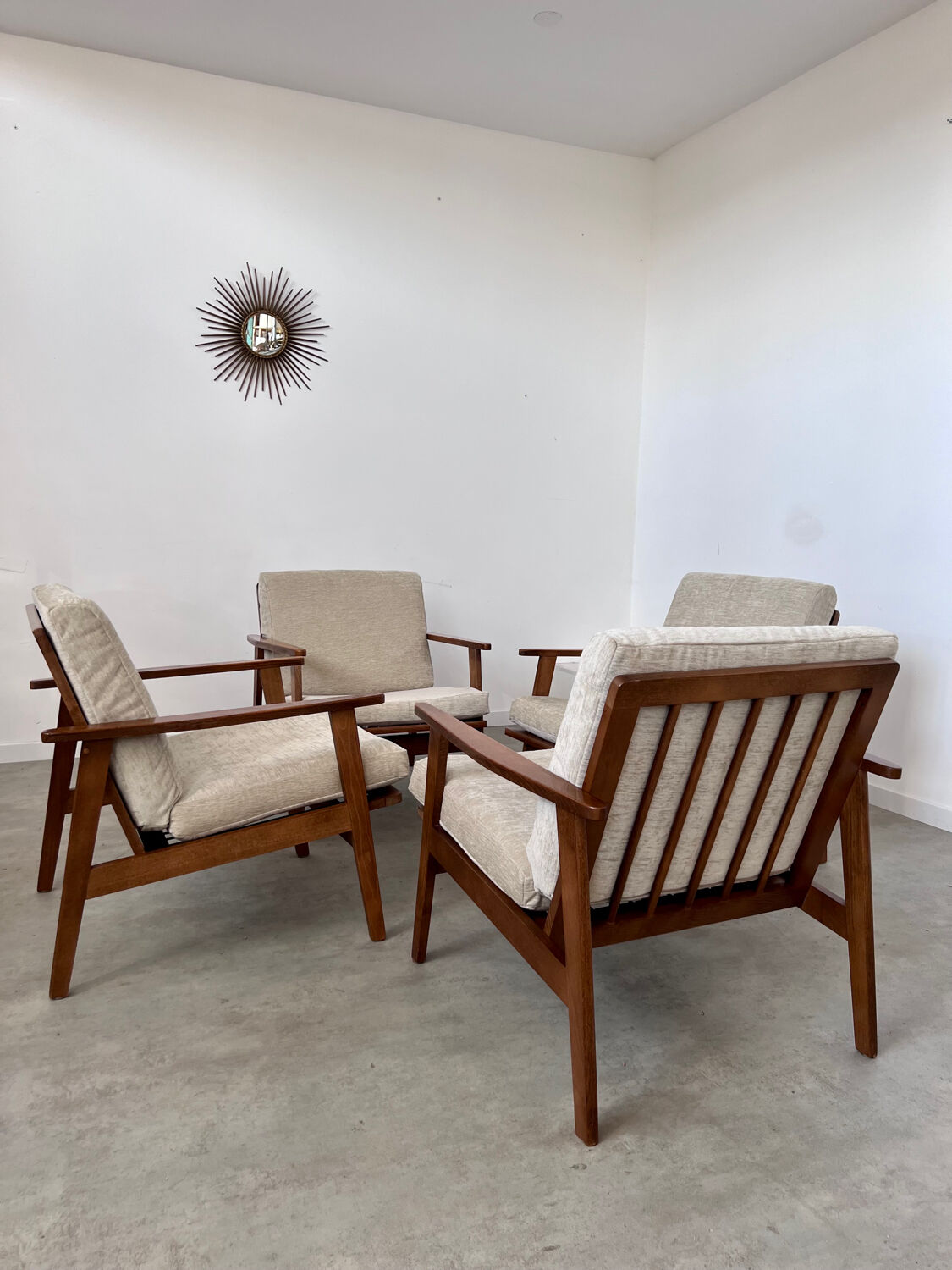 Set of 4 armchairs beech scandinavian