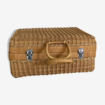 Rattan suitcase entirely handmade from the 1960s/70s