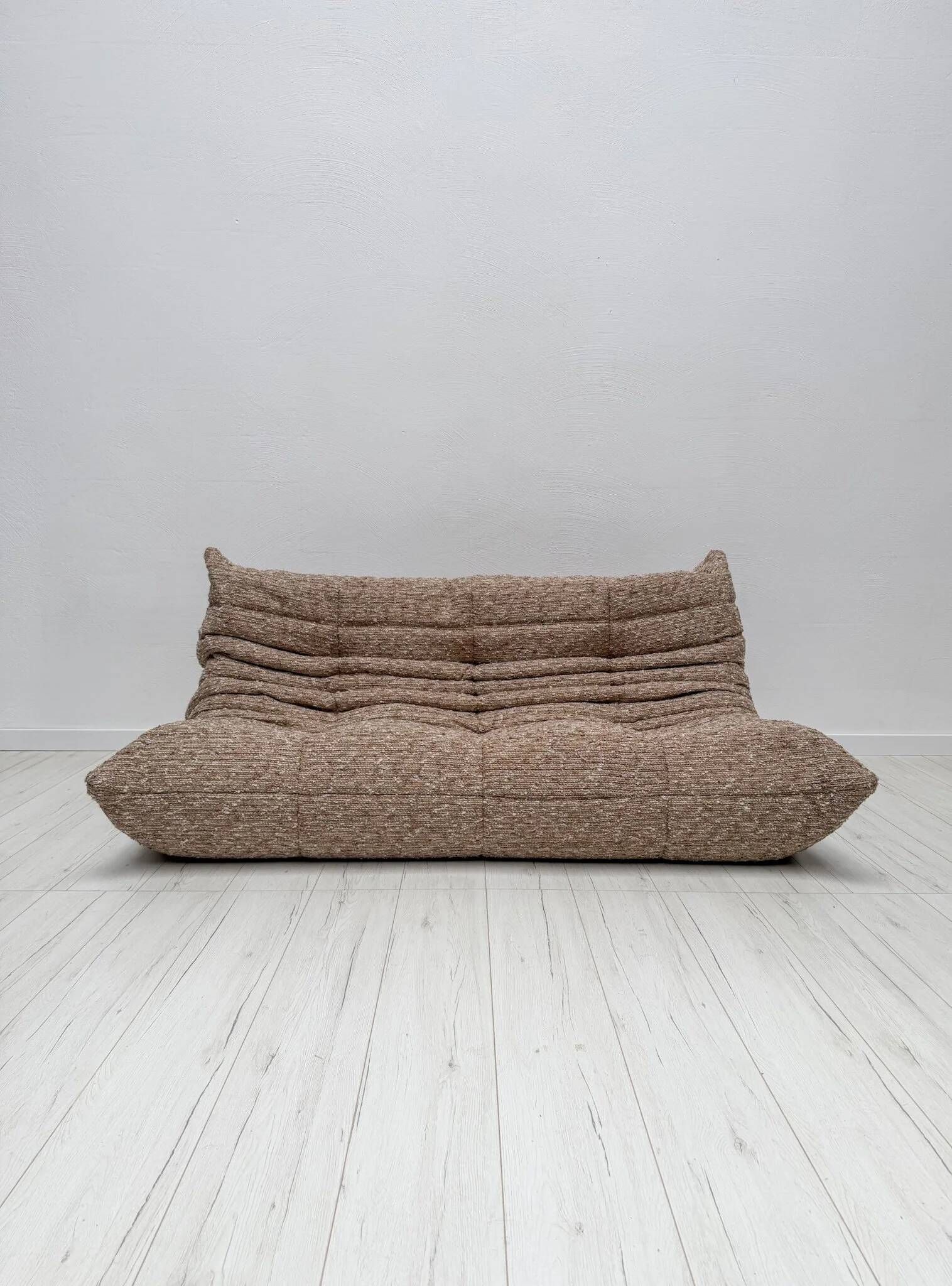 Vintage Original Bouclé Togo 3-Seater by Michel Ducaroy for Ligne Roset
