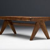Solid Teak Slatted Bench by Pierre Jeanneret, India, 1950s