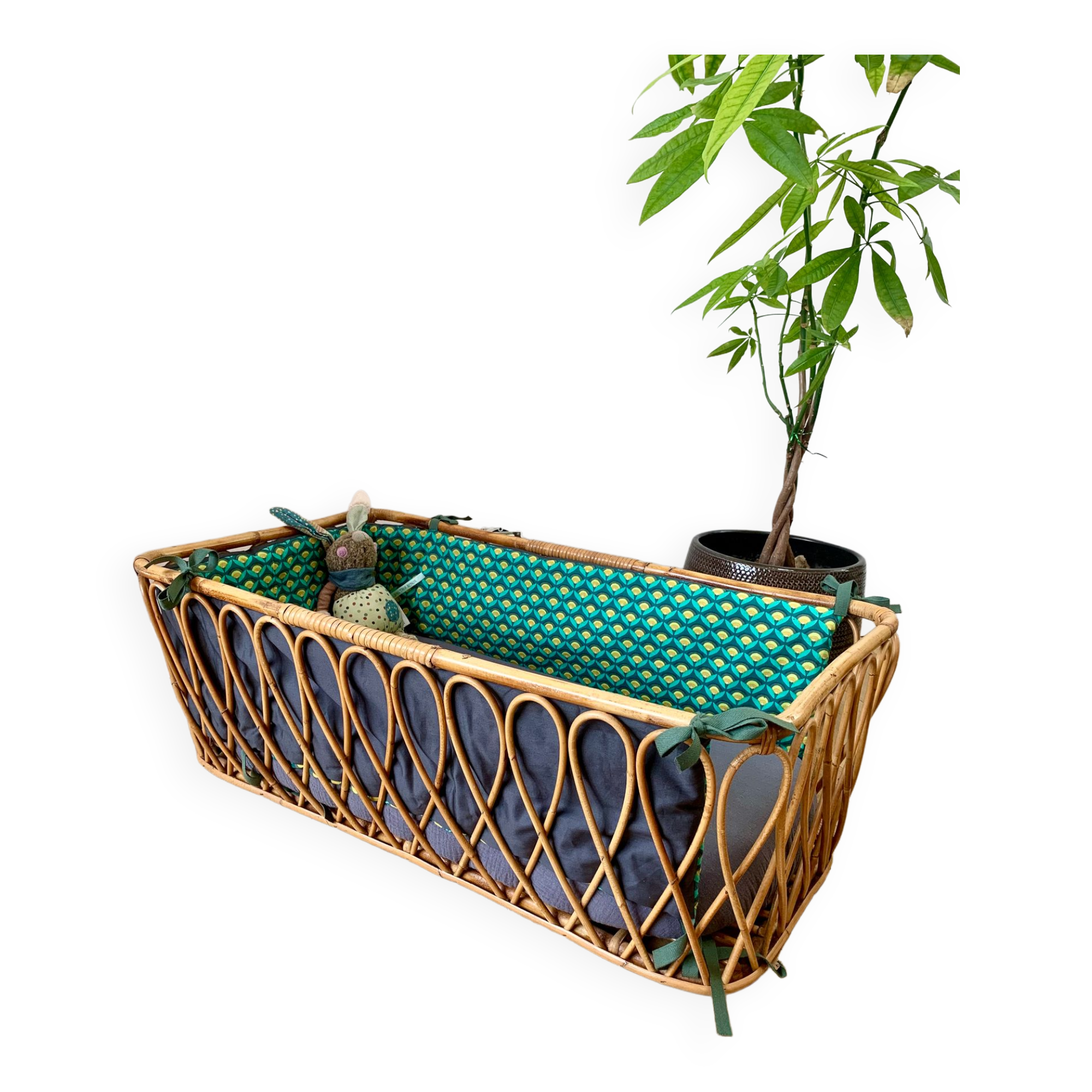 Vintage rattan bassinet